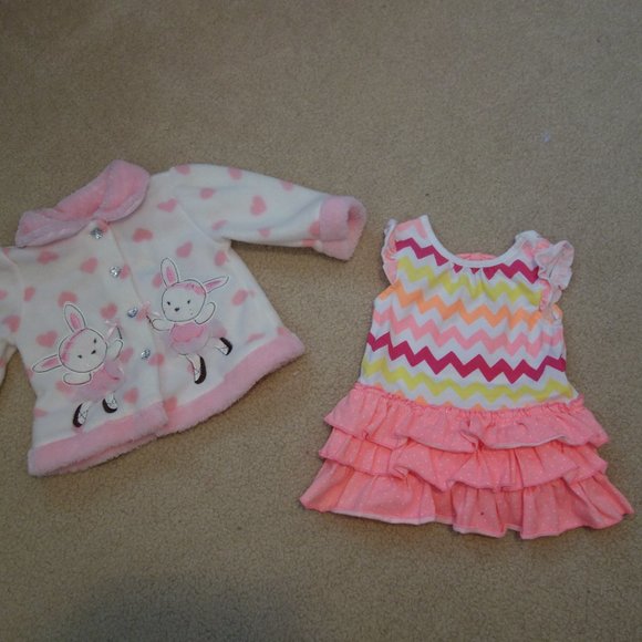 Lot Easter Bunny Fuzzy Jacket & Dress - Picture 1 of 4